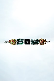 Two-Tone Finish Semi-Precious Stone & Green Aventurine Kuchi Choker Necklace
