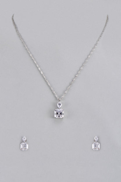 White Gold Plated Austrian Crystal Pendant Necklace Set
