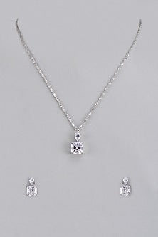 White Gold Plated Austrian Crystal Pendant Necklace Set