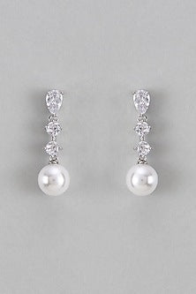 White Gold Plated Austrian Crystal Dangler Earrings