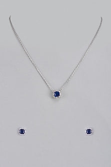 White Gold Plated Austrian Crystal Pendant Necklace Set