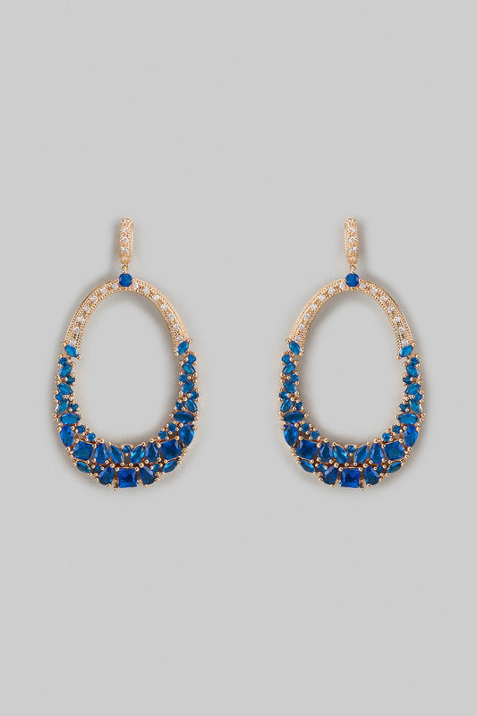 Gold Finish Austrian Crystal & Zircon Dangler Earrings