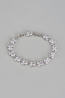 White Rhodium Finish Austrian Crystal & Zircon Bracelet