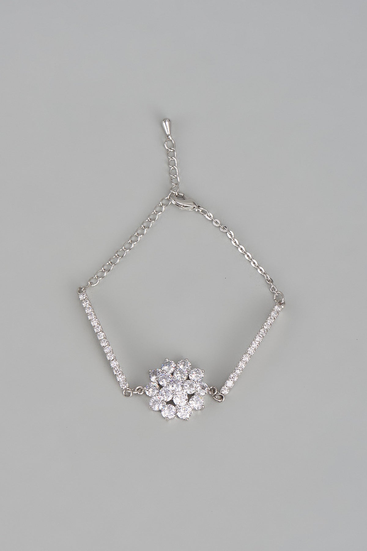 White Rhodium Finish Austrian Crystal & Zircon Bracelet