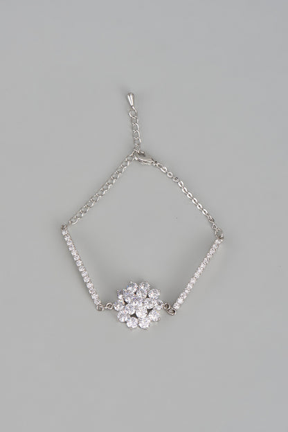 White Rhodium Finish Austrian Crystal & Zircon Bracelet