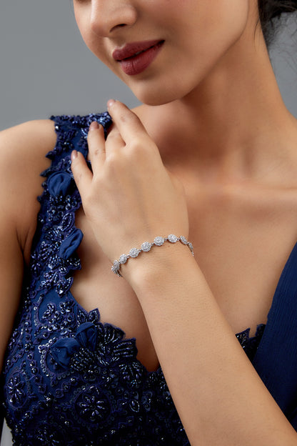 White Rhodium Finish Austrian Crystal & Zircon Bracelet