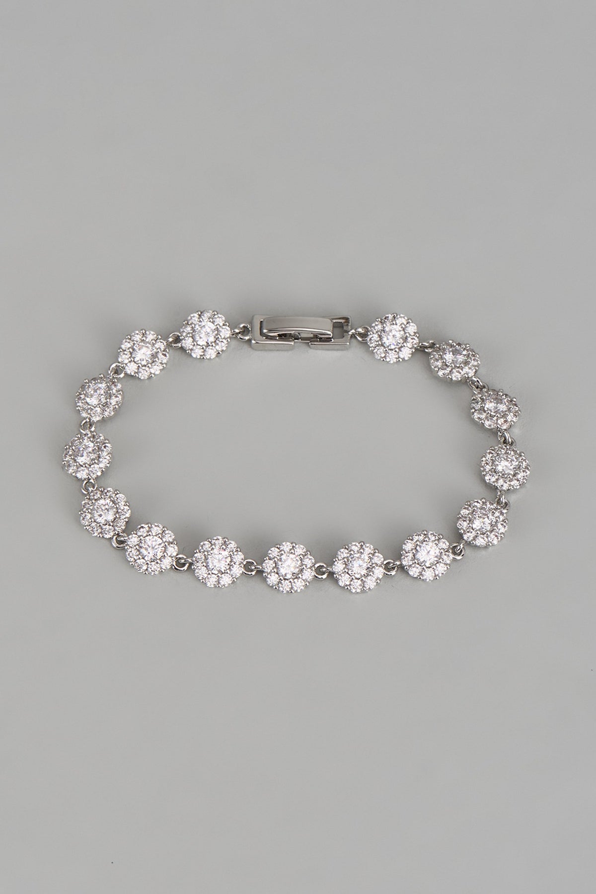 White Rhodium Finish Austrian Crystal & Zircon Bracelet