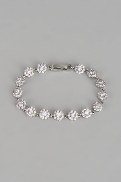 White Rhodium Finish Austrian Crystal & Zircon Bracelet