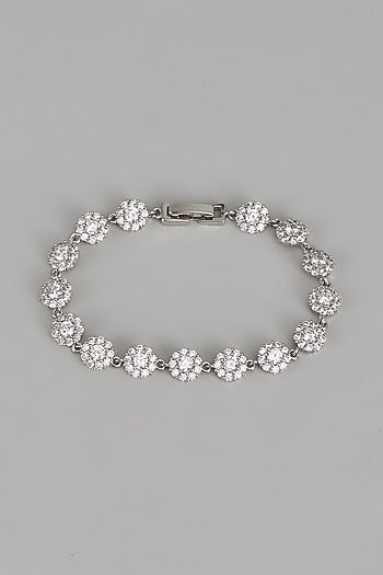 White Rhodium Finish Austrian Crystal & Zircon Bracelet