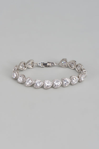 White Rhodium Finish Austrian Crystal & Zircon Bracelet