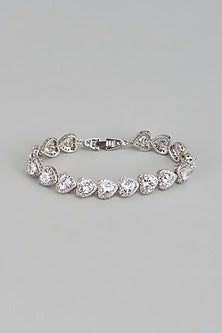 White Rhodium Finish Austrian Crystal & Zircon Bracelet