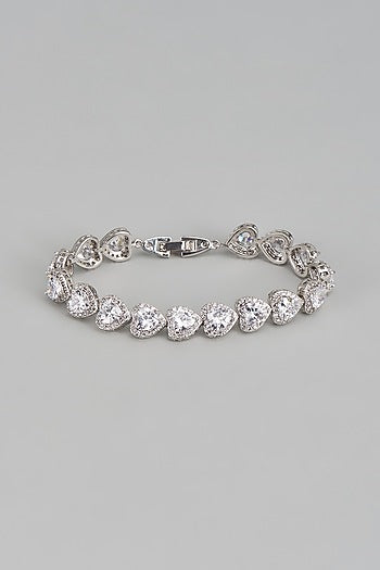 White Rhodium Finish Austrian Crystal & Zircon Bracelet