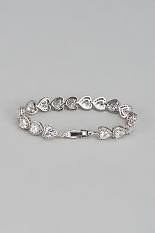 White Rhodium Finish Austrian Crystal & Zircon Bracelet