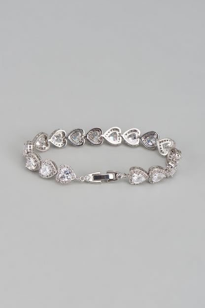 White Rhodium Finish Austrian Crystal & Zircon Bracelet