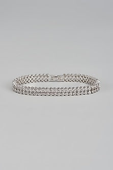 White Rhodium Finish Austrian Crystal & Zircon Bracelet