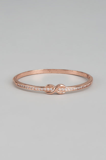 Rose Gold Finish White Austrian Crystal & Pearl Bracelet