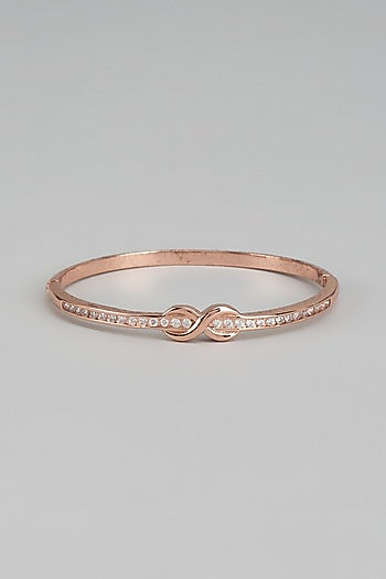 Rose Gold Finish White Austrian Crystal & Pearl Bracelet