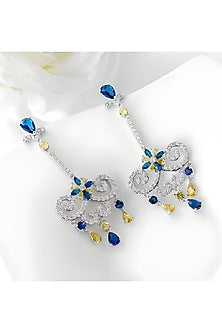 White Gold Plated Austrian Swarovski Crystal Dangler Earrings