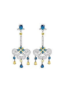 White Gold Plated Austrian Swarovski Crystal Dangler Earrings