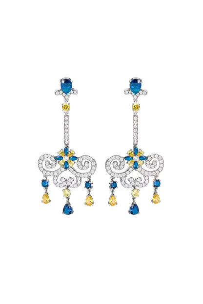 White Gold Plated Austrian Swarovski Crystal Dangler Earrings
