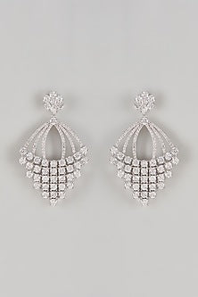 Gold Rhodium Plated Crystal & Zircon Dangler Earrings
