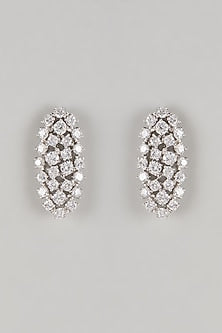 Gold Rhodium Plated Crystal & Zircon Stud Earrings