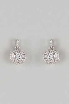 Gold Rhodium Plated Crystal & Zircon Stud Earrings