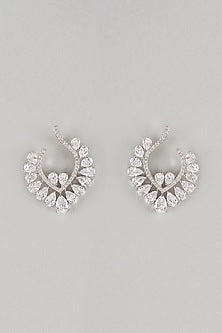 Gold Rhodium Plated Crystal & Zircon Stud Earrings