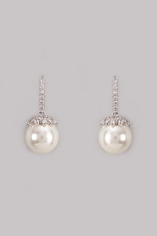 White Gold Plated Austrian Crystal Dangler Earrings