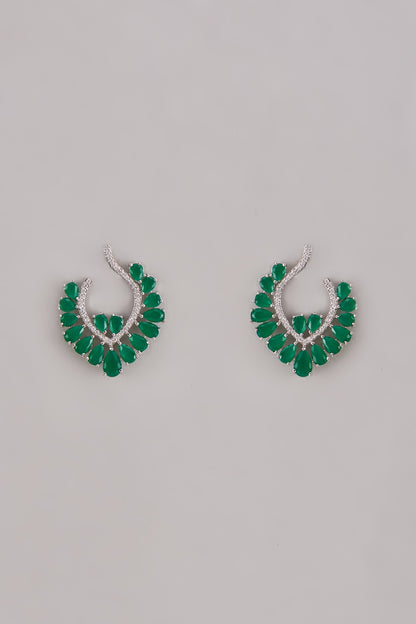 White Gold Plated Austrian Crystal Dangler Earrings