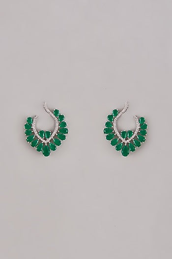 White Gold Plated Austrian Crystal Dangler Earrings