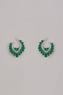 White Gold Plated Austrian Crystal Dangler Earrings