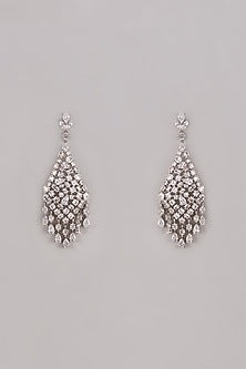 White Gold Plated Austrian Crystal Dangler Earrings