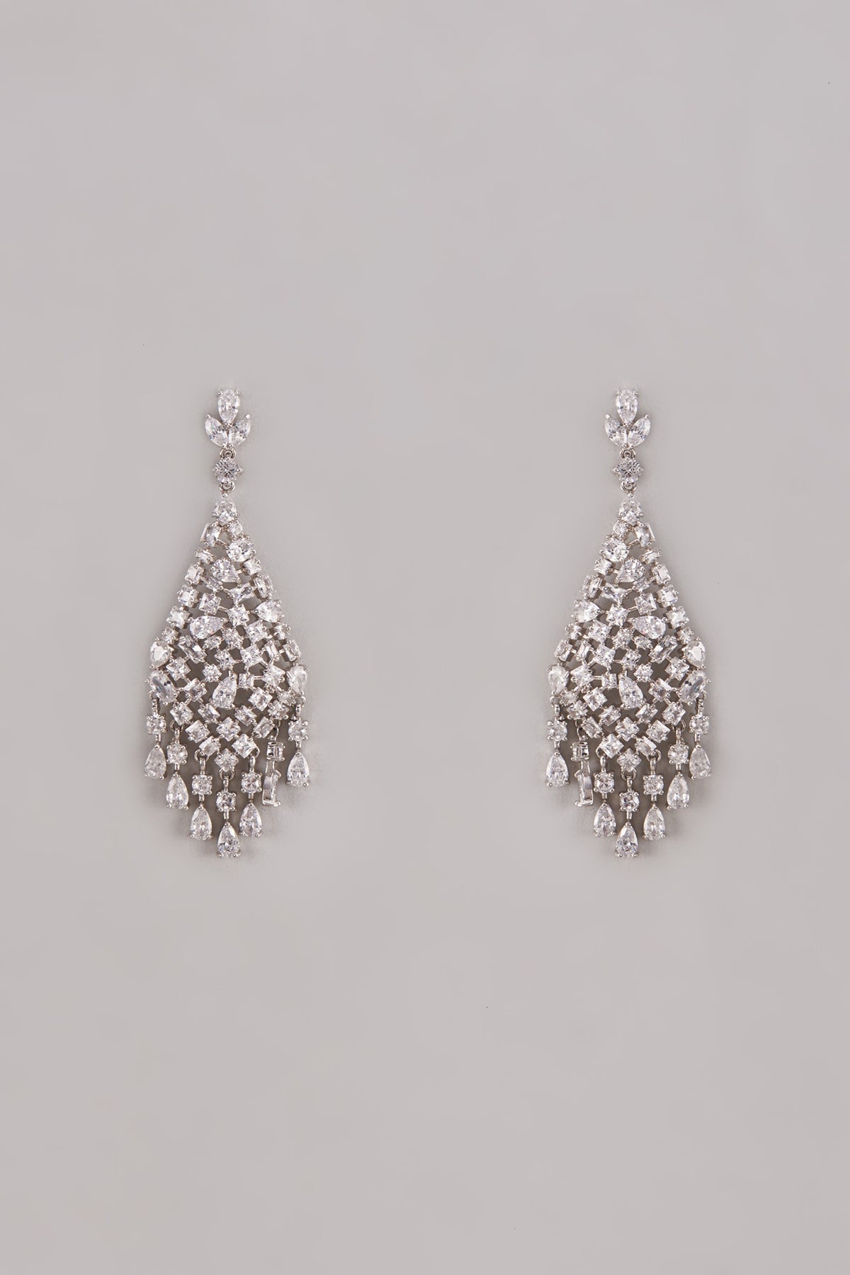 White Gold Plated Austrian Crystal Dangler Earrings