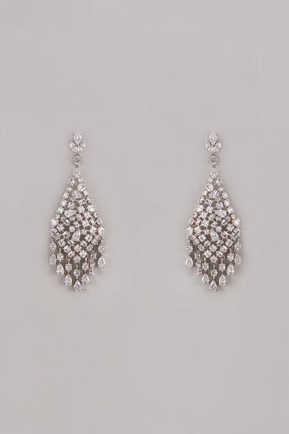 White Gold Plated Austrian Crystal Dangler Earrings