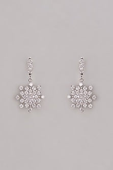 White Gold Plated Austrian Crystal Dangler Earrings