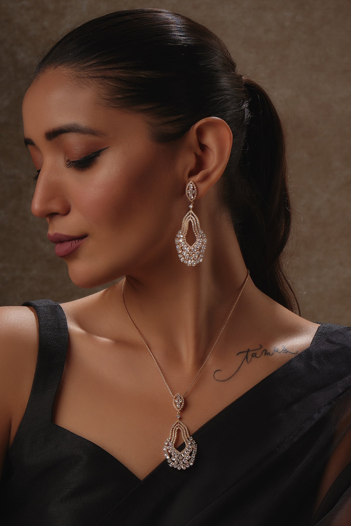 Gold Plated Austrian Crystal Necklace Set