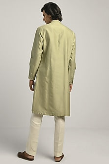 Spring Sage Green Chanderi Hand Embroidered Kurta Set