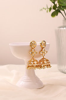 Gold Plated Kundan Polki Dangler Earrings