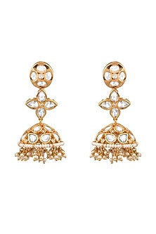 Gold Plated Kundan Polki Dangler Earrings
