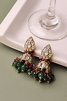 Gold Plated Kundan Polki Jhumka Earrings