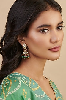 Gold Plated Kundan Polki Jhumka Earrings