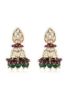 Gold Plated Kundan Polki Jhumka Earrings