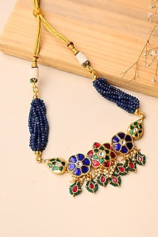Gold Plated Kundan Polki & Jadau Necklace Set