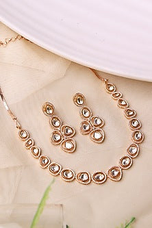 Gold Plated Kundan Polki & Uncut Stone Necklace Set
