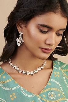 Gold Plated Kundan Polki & Uncut Stone Necklace Set