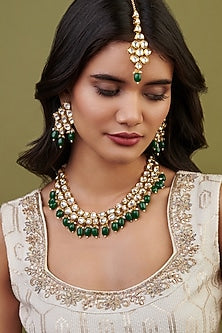 Gold Plated Kundan Polki & Uncut Stone Necklace Set