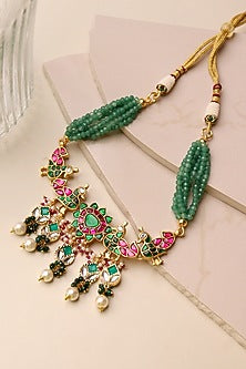 Gold Plated Kundan Polki & Jadau Necklace Set