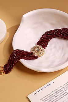 Gold Plated Kundan Polki & Red Stone Choker Necklace