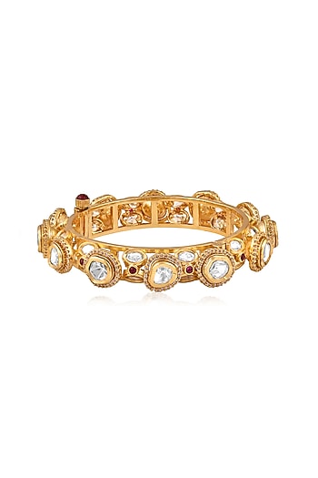 Gold Plated Kundan Polki Bangle